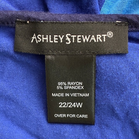 Ashley Stewart Colorblock Vertical Stripe Maxi Dress Blue Plus Size 22/24W - Picture 5 of 5